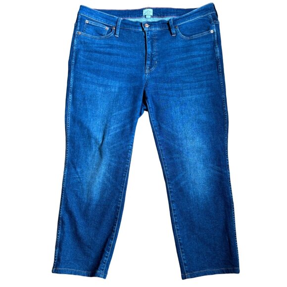 J Crew Jeans Size 34 Vintage Denim 9" Stretch Dark Blue Wash Straight Leg - Picture 1 of 8